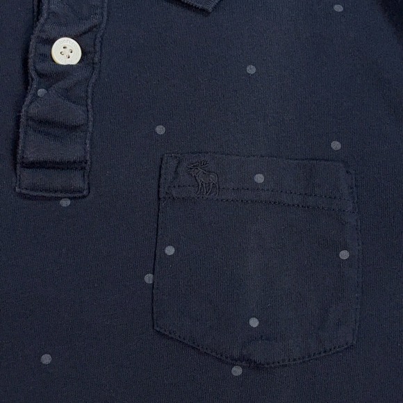 Abercrombie & Fitch Muscle Polo Shirt Men's M Dark Navy Polka Dot Pocket Stretch - Picture 7 of 14